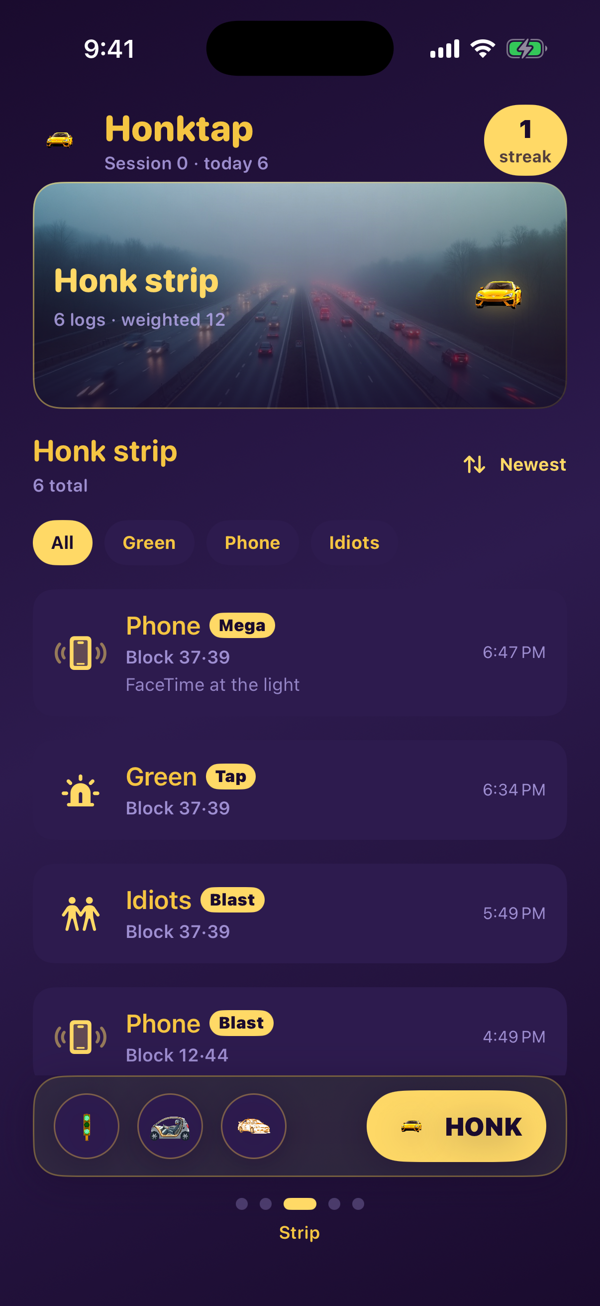 Honk strip timeline